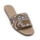 Women Beige Designer Flat Slippers