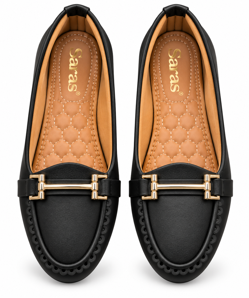Women’s Premium Buckle Balley (Black, 37)