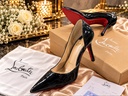 Luxury Black Heels with Red Crystal Heel